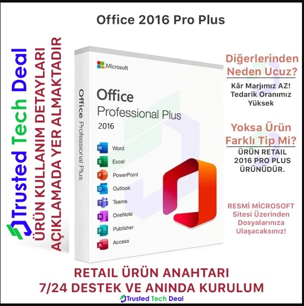 Office 2016 Lisans Anahtarı 7/24 Hızlı Teslimat